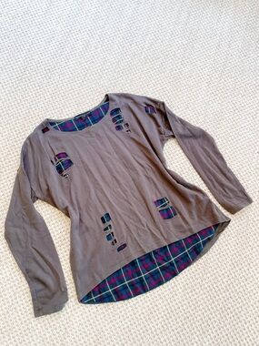 Generation Love Army green and plaid Distressed Sweatshirt Size M